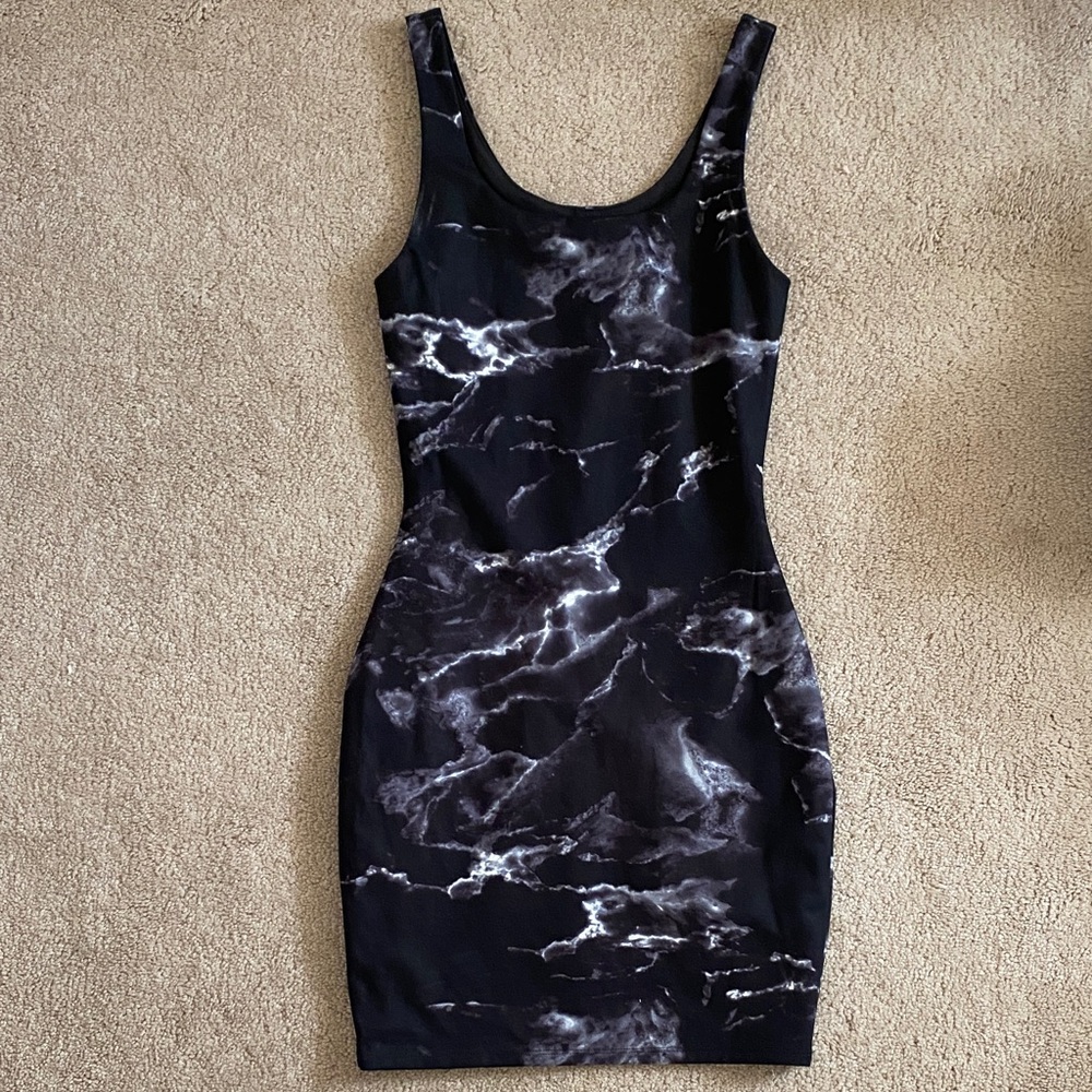 Express Black and Gray Marble Mini Dress
